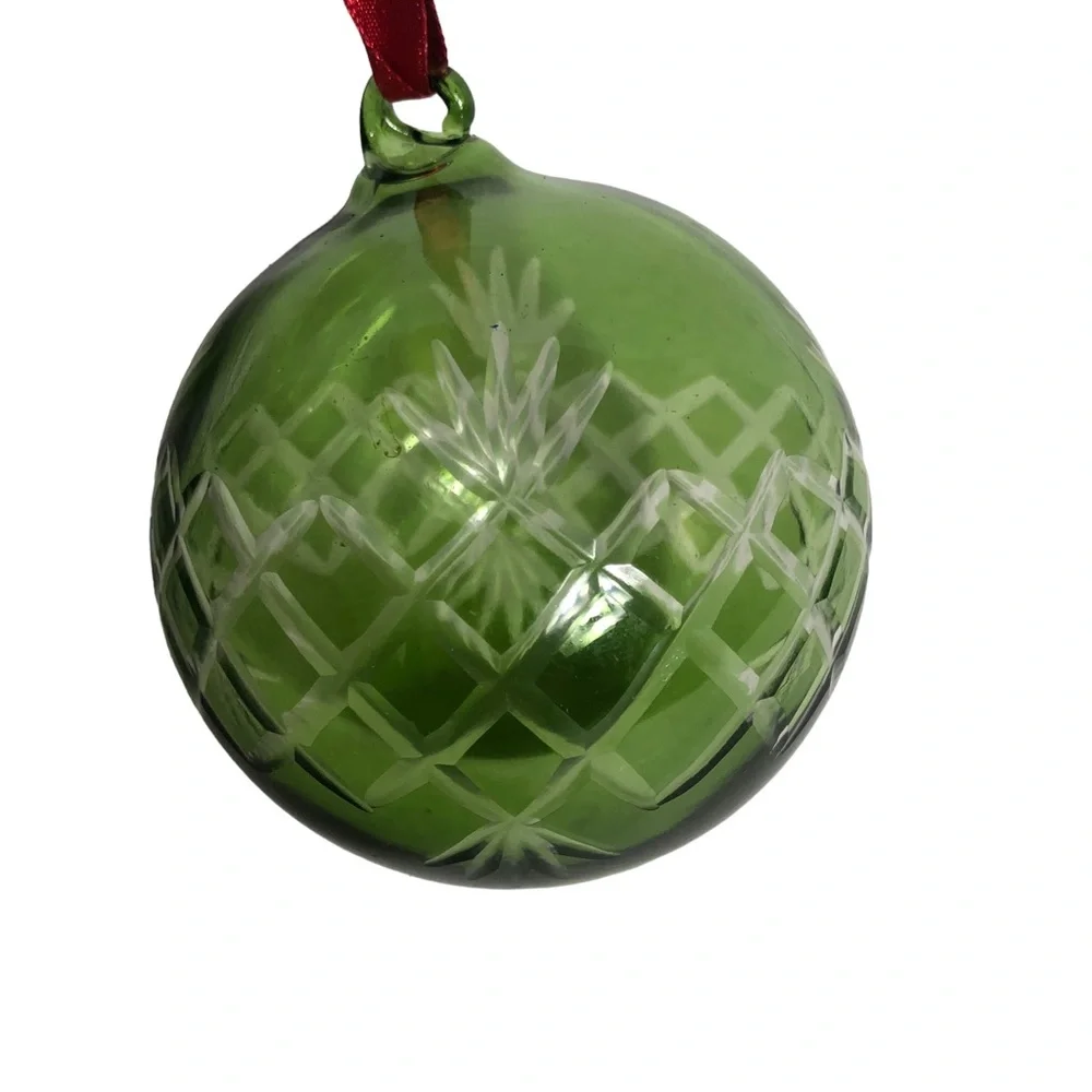 Pottery Barn hand blown green glove ornament